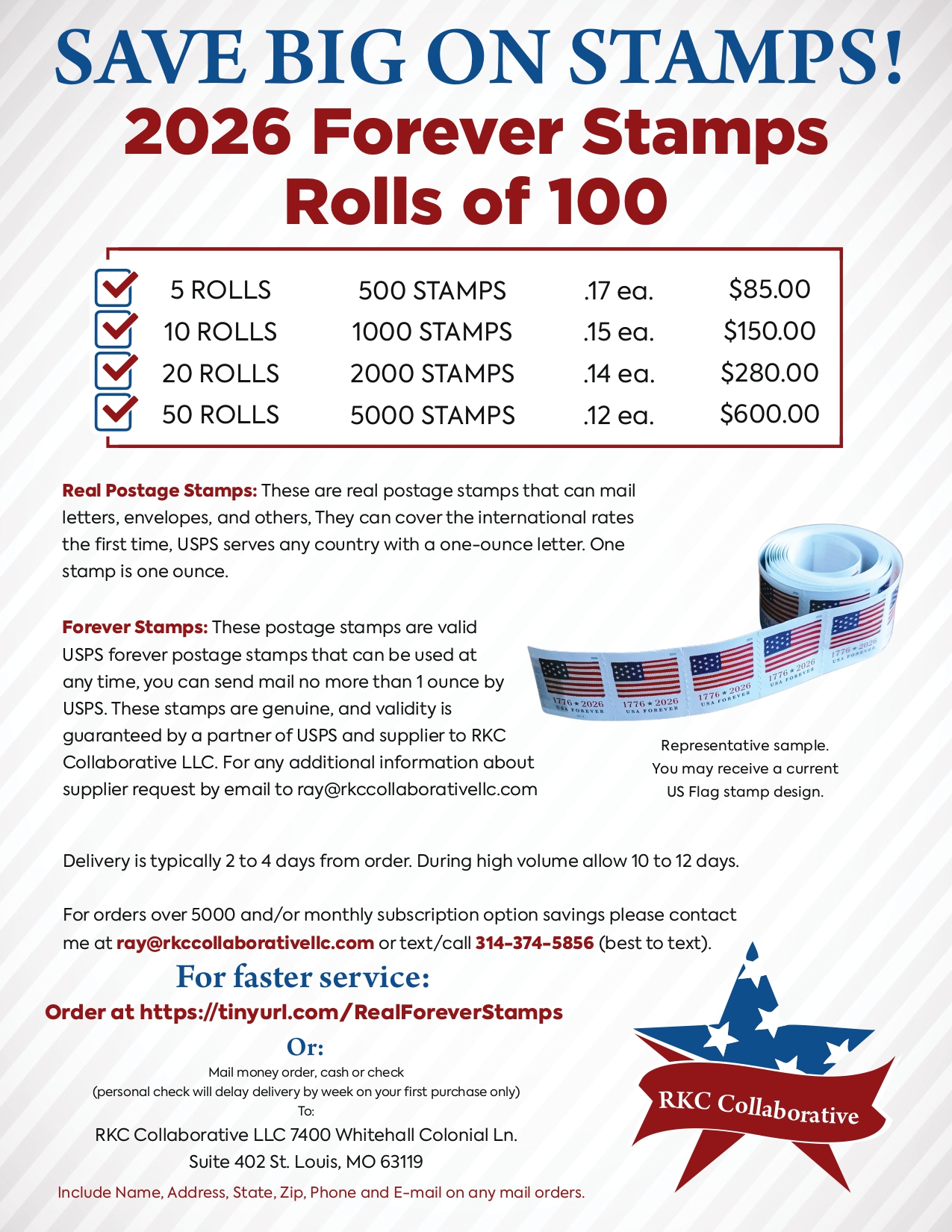 “2026 Forever Stamps” Rolls of 100. - Image 2